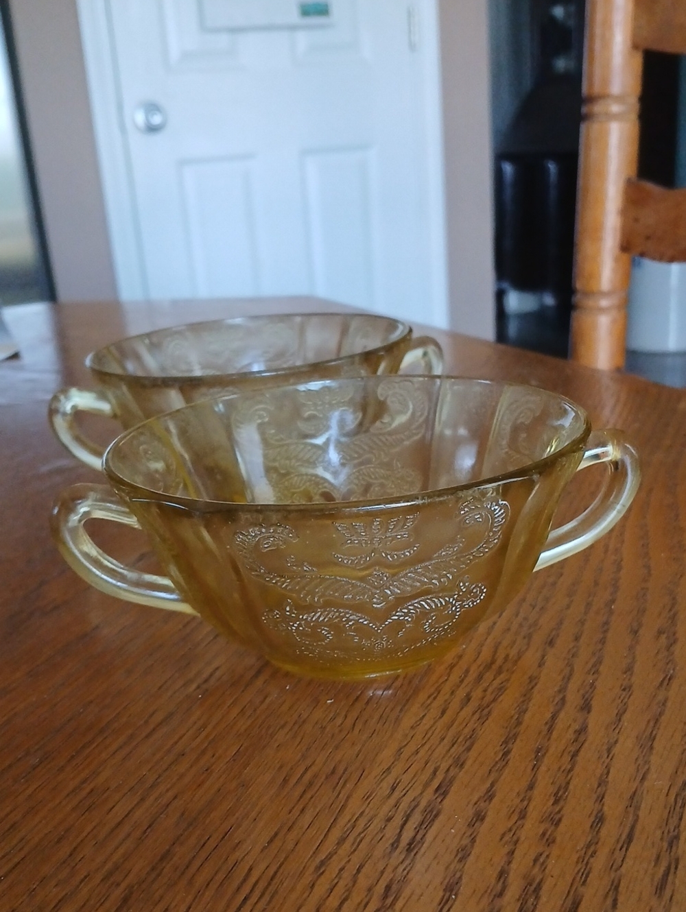 2 Depression Glass Sugar Bowls